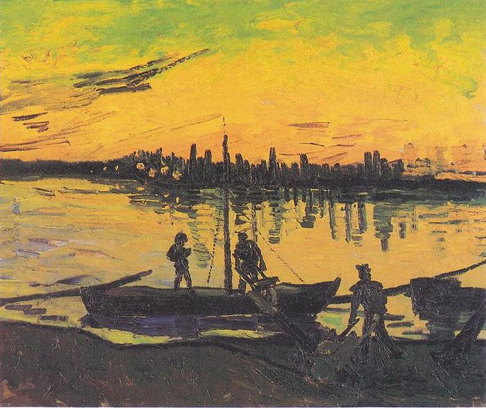 Vincent Van Gogh Dockers in Arles oil painting image